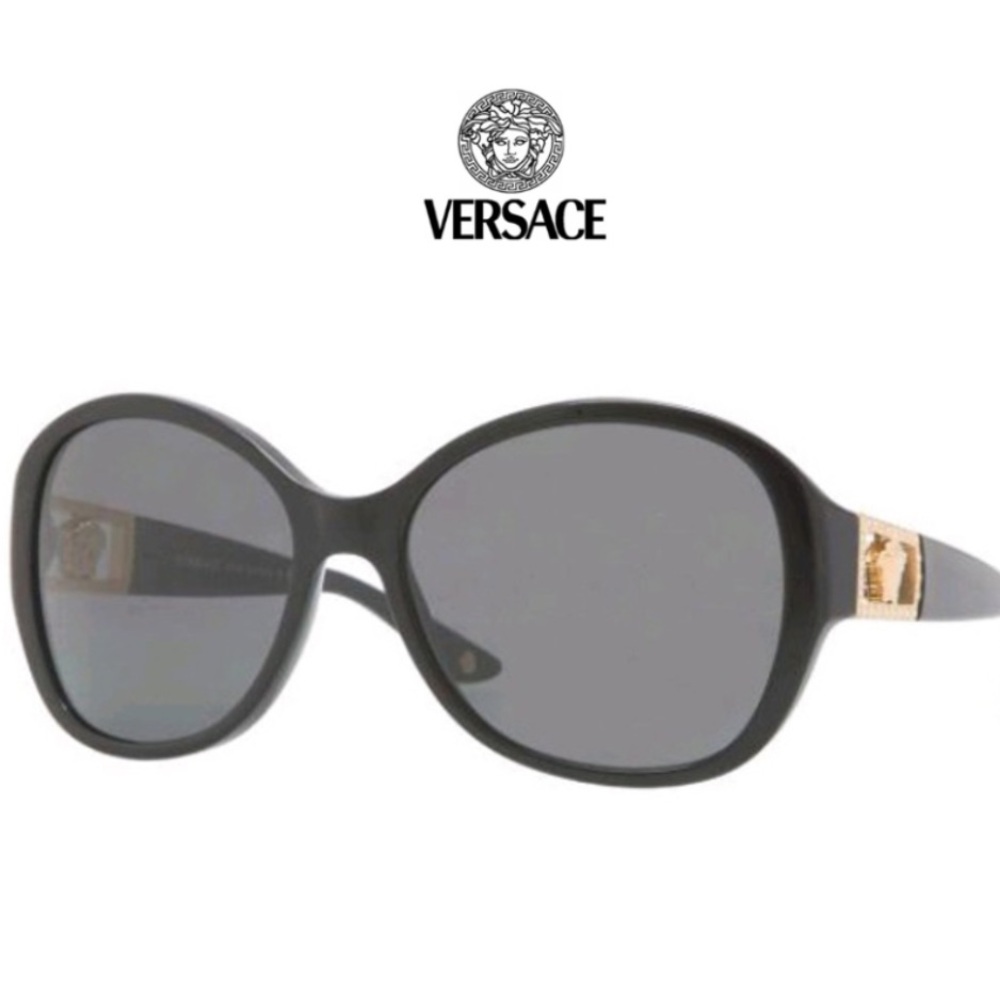 Versace Medusa Black and Gold Sunglasses with Classic Oval Shape